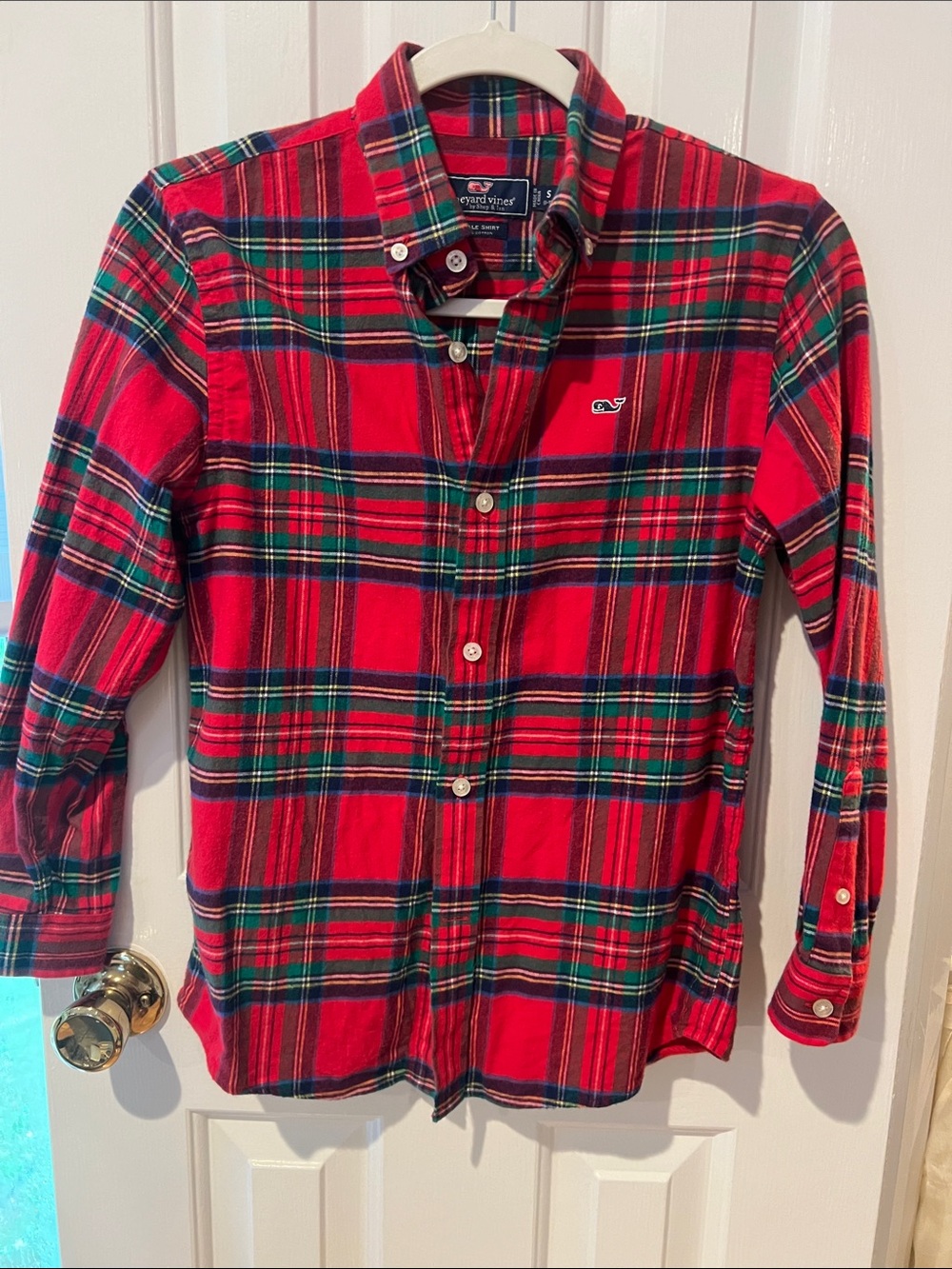 Vineyard Vines Red and Green Plaid Button-Down Shirt - Boys